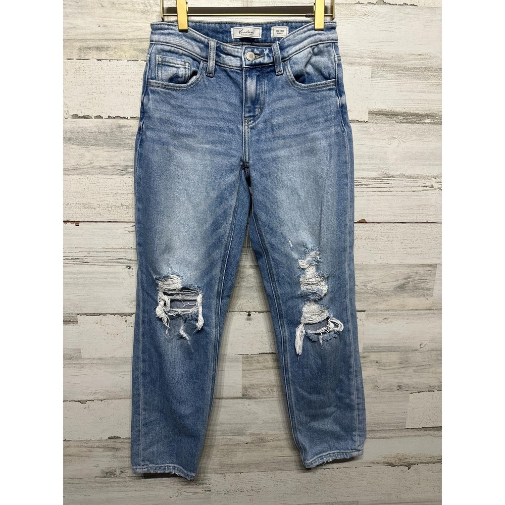 Kancan Relaxed Jeans Girls 23 Blue Distressed Mid Rise Signature VBK2029A EUC